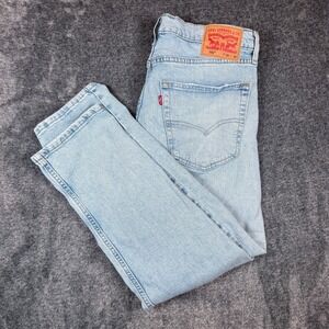 Levis 502 Regular Taper Light Wash Jeans Mens 36x30 Blue Denim Stretch S110760
